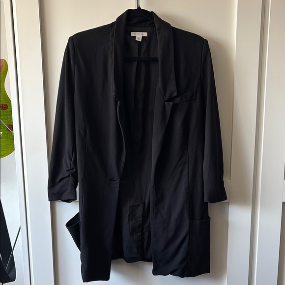 Boston Proper Black Longline Blazer Open-Front Casual - Picture 1 of 6